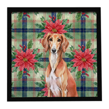 Load image into Gallery viewer, Red Saluki Christmas PoinsettIas Framed Metal Print