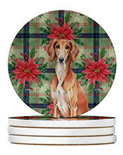 Load image into Gallery viewer, Red Saluki Christmas PoinsettIas Large Sandstone Coasters Pack of 4