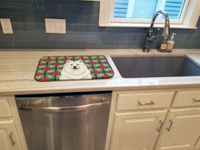 Load image into Gallery viewer, Cream Samoyed Christmas PoinsettIas Dish Drying Mat