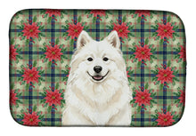 Load image into Gallery viewer, Cream Samoyed Christmas PoinsettIas Dish Drying Mat