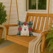Load image into Gallery viewer, Cream Samoyed Christmas PoinsettIas Throw Pillow