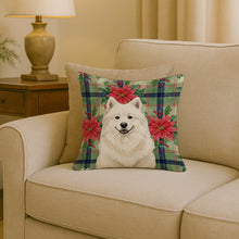 Load image into Gallery viewer, Cream Samoyed Christmas PoinsettIas Throw Pillow