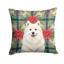 Load image into Gallery viewer, Cream Samoyed Christmas PoinsettIas Throw Pillow