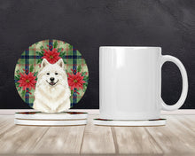 Load image into Gallery viewer, Cream Samoyed Christmas PoinsettIas Large Sandstone Coasters Pack of 4