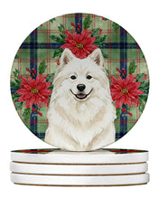 Load image into Gallery viewer, Cream Samoyed Christmas PoinsettIas Large Sandstone Coasters Pack of 4