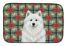 Load image into Gallery viewer, White Samoyed Christmas PoinsettIas Dish Drying Mat
