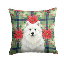 Load image into Gallery viewer, White Samoyed Christmas PoinsettIas Throw Pillow