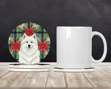 Load image into Gallery viewer, White Samoyed Christmas PoinsettIas Large Sandstone Coasters Pack of 4