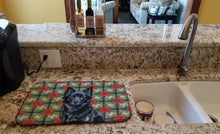 Load image into Gallery viewer, Schipperke Christmas PoinsettIas Dish Drying Mat