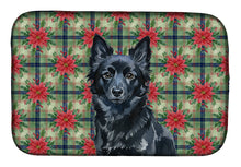 Load image into Gallery viewer, Schipperke Christmas PoinsettIas Dish Drying Mat