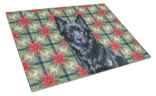 Load image into Gallery viewer, Schipperke Christmas PoinsettIas Glass Cutting Board