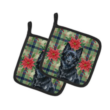 Load image into Gallery viewer, Schipperke Christmas PoinsettIas Pair of Pot Holders