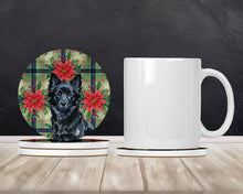 Load image into Gallery viewer, Schipperke Christmas PoinsettIas Large Sandstone Coasters Pack of 4