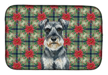 Load image into Gallery viewer, Schnauzer Christmas PoinsettIas Dish Drying Mat