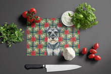 Load image into Gallery viewer, Schnauzer Christmas PoinsettIas Glass Cutting Board