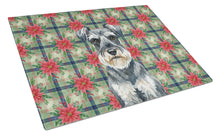 Load image into Gallery viewer, Schnauzer Christmas PoinsettIas Glass Cutting Board