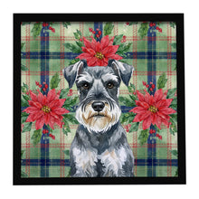 Load image into Gallery viewer, Schnauzer Christmas PoinsettIas Framed Metal Print