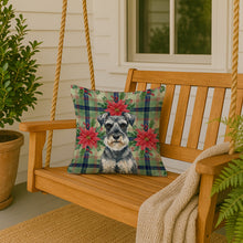 Load image into Gallery viewer, Schnauzer Christmas PoinsettIas Throw Pillow