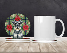Load image into Gallery viewer, Schnauzer Christmas PoinsettIas Large Sandstone Coasters Pack of 4