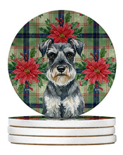 Load image into Gallery viewer, Schnauzer Christmas PoinsettIas Large Sandstone Coasters Pack of 4