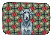 Load image into Gallery viewer, Blue-Gray Scottish Deerhound Christmas PoinsettIas Dish Drying Mat