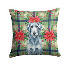 Load image into Gallery viewer, Blue-Gray Scottish Deerhound Christmas PoinsettIas Throw Pillow