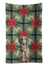 Load image into Gallery viewer, Brindle Scottish Deerhound Christmas PoinsettIas Kitchen Towel