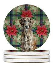 Load image into Gallery viewer, Brindle Scottish Deerhound Christmas PoinsettIas Large Sandstone Coasters Pack of 4