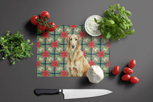 Load image into Gallery viewer, Wheaten Scottish Deerhound Christmas PoinsettIas Glass Cutting Board