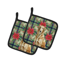 Load image into Gallery viewer, Wheaten Scottish Deerhound Christmas PoinsettIas Pair of Pot Holders