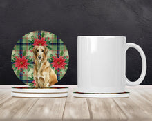 Load image into Gallery viewer, Wheaten Scottish Deerhound Christmas PoinsettIas Large Sandstone Coasters Pack of 4