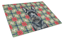 Load image into Gallery viewer, Scottish Terrier Christmas PoinsettIas Glass Cutting Board