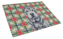 Load image into Gallery viewer, Black Shar Pei Christmas PoinsettIas Glass Cutting Board