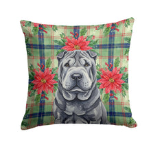 Load image into Gallery viewer, Black Shar Pei Christmas PoinsettIas Throw Pillow
