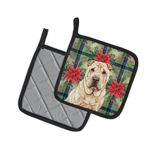 Load image into Gallery viewer, Shar Pei Christmas PoinsettIas Pair of Pot Holders