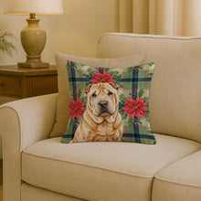 Load image into Gallery viewer, Red Shar Pei Christmas PoinsettIas Throw Pillow