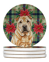 Load image into Gallery viewer, Red Shar Pei Christmas PoinsettIas Large Sandstone Coasters Pack of 4