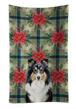Load image into Gallery viewer, Tricolor Sheltie Christmas PoinsettIas Kitchen Towel