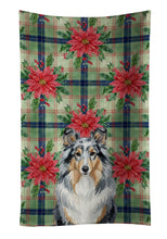 Load image into Gallery viewer, Blue Merle Sheltie Christmas PoinsettIas Kitchen Towel