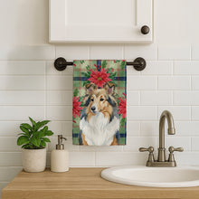 Load image into Gallery viewer, Sable Sheltie Christmas PoinsettIas Kitchen Towel