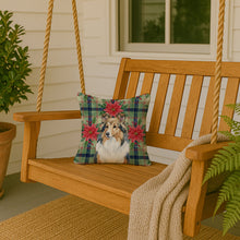 Load image into Gallery viewer, Sable Sheltie Christmas PoinsettIas Throw Pillow