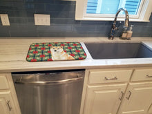 Load image into Gallery viewer, Cream Shiba Inu Christmas PoinsettIas Dish Drying Mat
