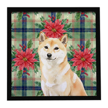 Load image into Gallery viewer, Cream Shiba Inu Christmas PoinsettIas Framed Metal Print