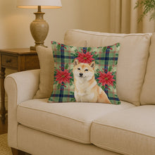 Load image into Gallery viewer, Cream Shiba Inu Christmas PoinsettIas Throw Pillow