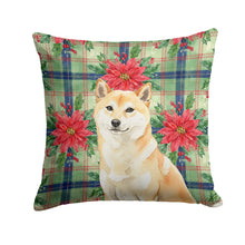 Load image into Gallery viewer, Cream Shiba Inu Christmas PoinsettIas Throw Pillow