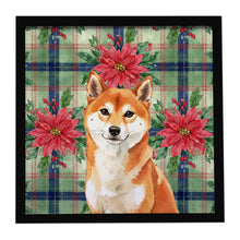 Load image into Gallery viewer, Red Shiba Inu Christmas PoinsettIas Framed Metal Print
