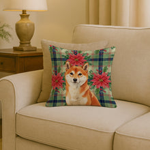 Load image into Gallery viewer, Red Shiba Inu Christmas PoinsettIas Throw Pillow