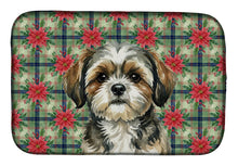 Load image into Gallery viewer, Brindle Shih Tzu Christmas PoinsettIas Dish Drying Mat