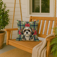 Load image into Gallery viewer, Brindle Shih Tzu Christmas PoinsettIas Throw Pillow