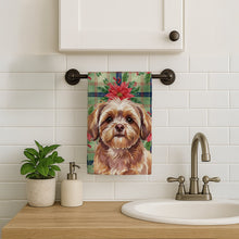 Load image into Gallery viewer, Liver Shih Tzu Christmas PoinsettIas Kitchen Towel